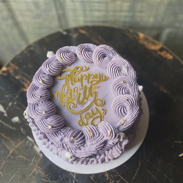 Birthday blueberry cake with classical design and elegant celebration decorations - Blueberry Celebration Cakes Karachi By Whisk And Sift